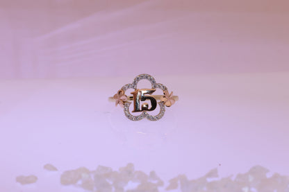 14K Gold 15 Anos Quinceanera Flower Ring A