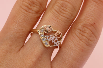 14K Gold 15 Anos Quinceanera Flower Ring B