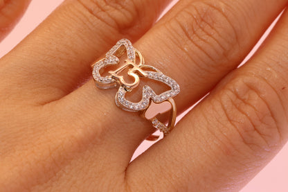 14K Gold 15 Anos Quinceanera Butterfly Ring B