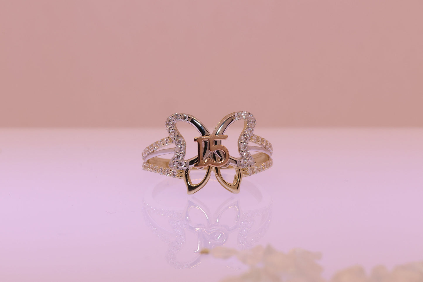 14K Gold 15 Anos Quinceanera Butterfly Ring A