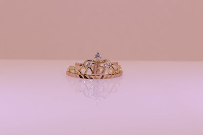 14K Gold 15 Anos Quinceanera Crown Ring TT