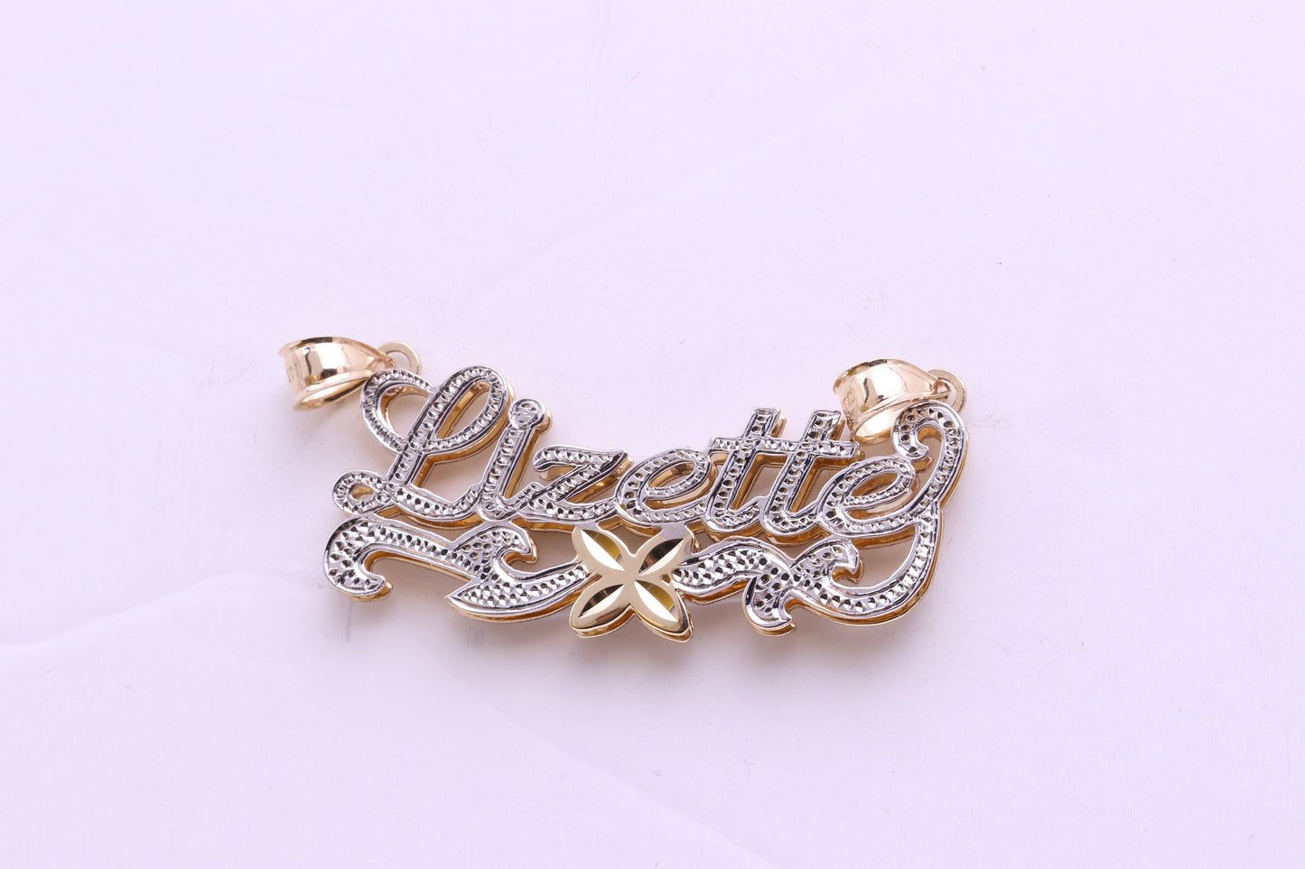 10K or 14K Gold Personalized Double Name Pendant