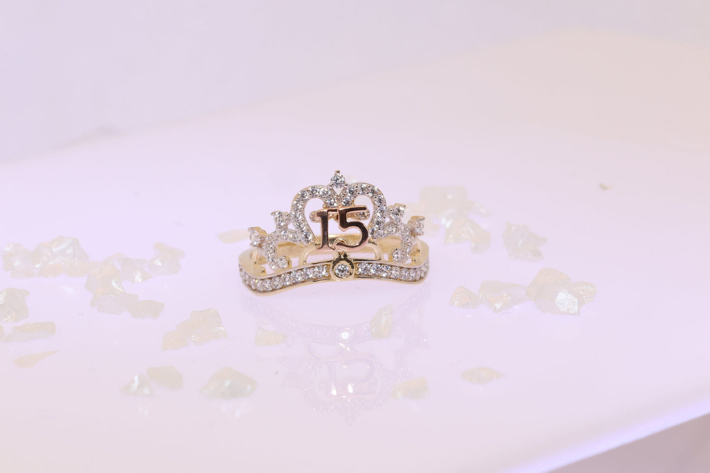 14K Gold 15 Anos Quinceanera Crown Ring II