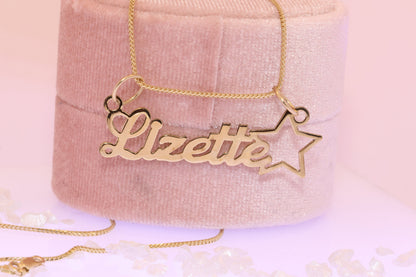 10K or 14K Gold Personalized Name with Star Pendant