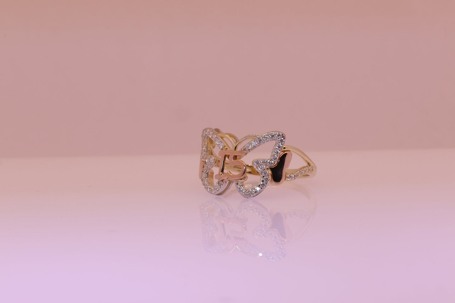 14K Gold 15 Anos Quinceanera Butterfly Ring B