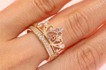 14K Gold 15 Anos Quinceanera Crown Ring D