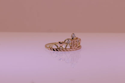 14K Gold 15 Anos Quinceanera Crown Ring TT