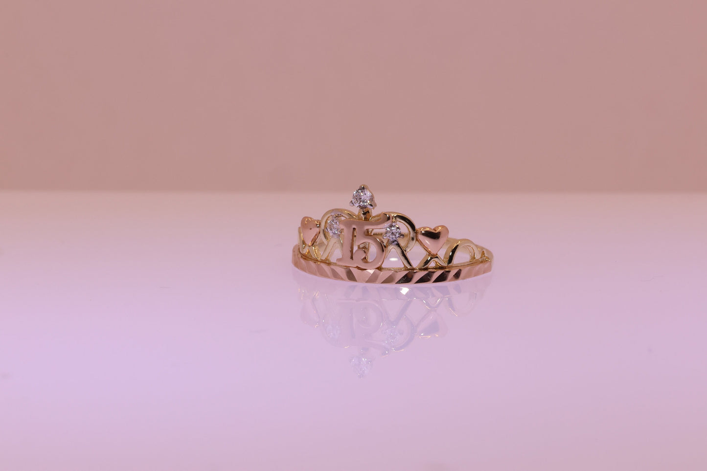 14K Gold 15 Anos Quinceanera Crown Ring TT