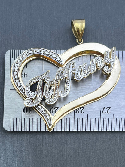 10K or 14K Gold Personalized Name Heart Pendant