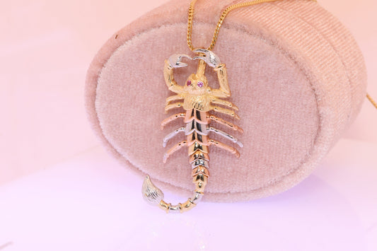 14K Tri Color Scorpion Pendant A