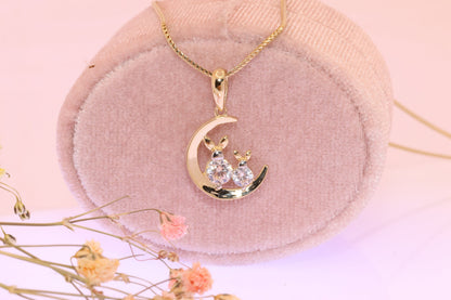 14K Gold Cubic Zirconia Rabbit Pendant