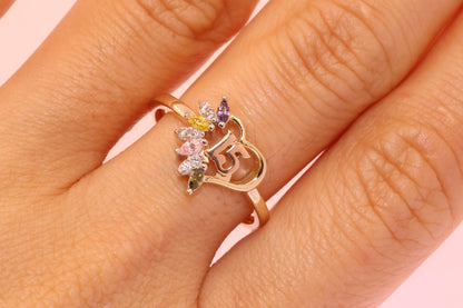 14K Gold 15 Anos Quinceanera Heart Ring J