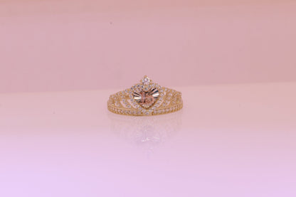 14K Gold 15 Anos Quinceanera Crown Ring Z