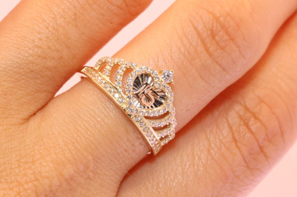 14K Gold 15 Anos Quinceanera Crown Ring Z