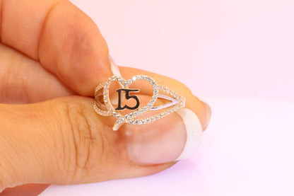 14K Gold 15 Anos Quinceanera Heart Ring H