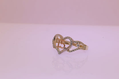 14K Gold 15 Anos Quinceanera Heart Ring G