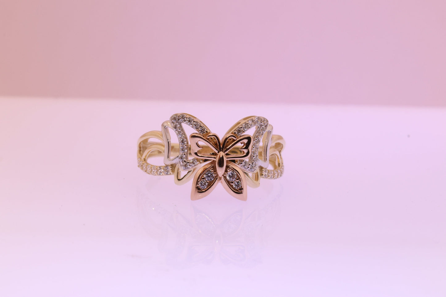 14k Gold Cubic Zirconia Butterfly Ring D