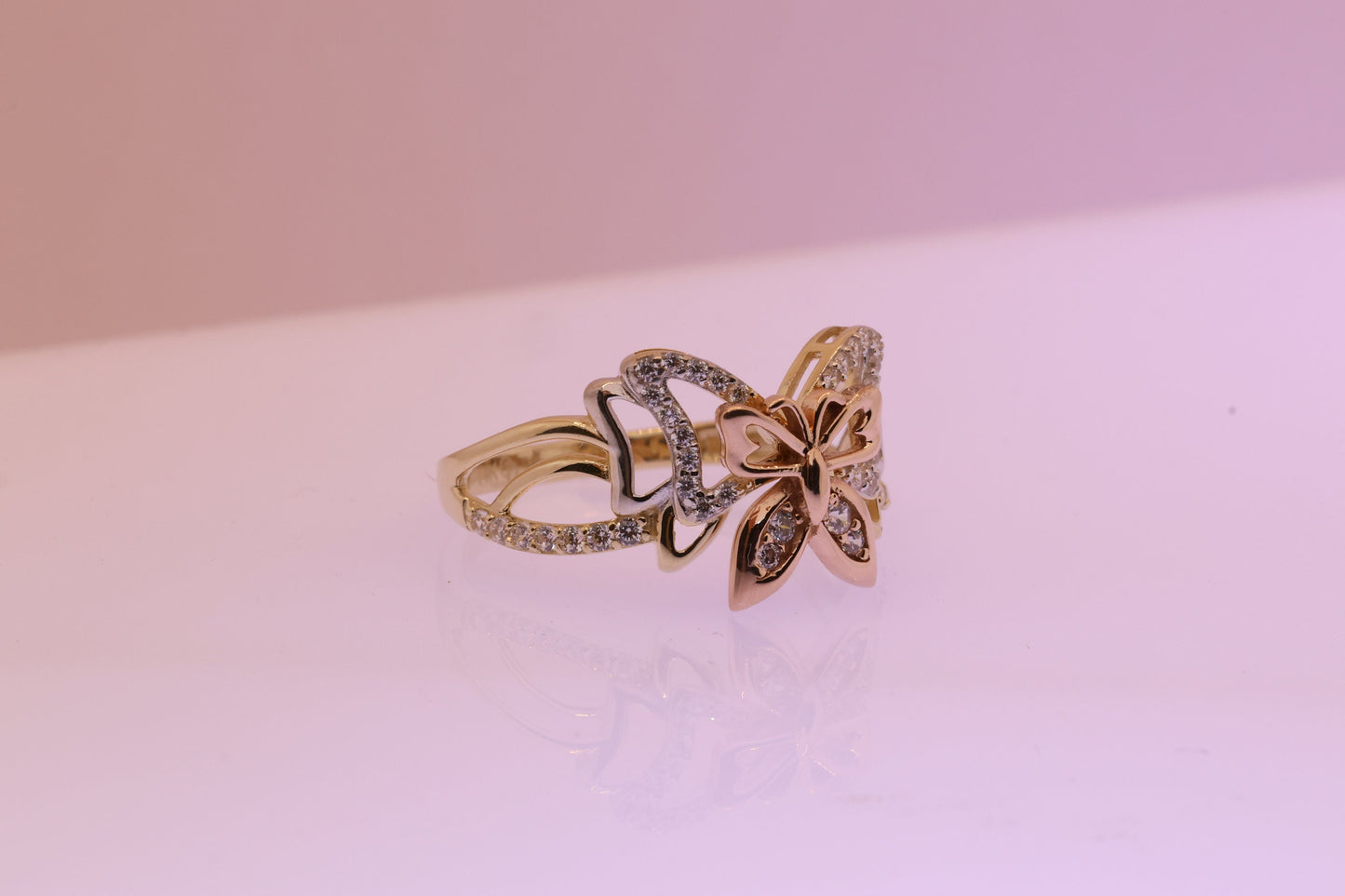 14k Gold Cubic Zirconia Butterfly Ring D