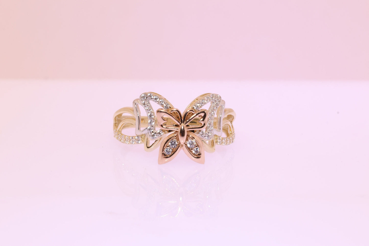 14k Gold Cubic Zirconia Butterfly Ring D