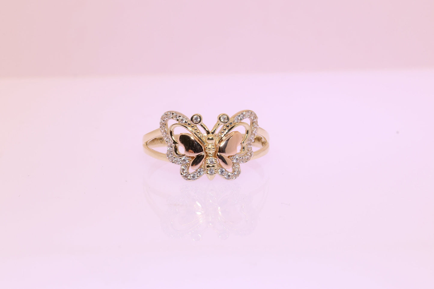 14k Gold Cubic Zirconia Butterfly Ring C