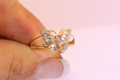 14k Gold Cubic Zirconia Butterfly Ring B