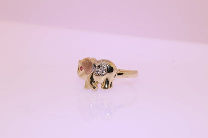 14k Gold Cubic Zirconia Elephant Ring D