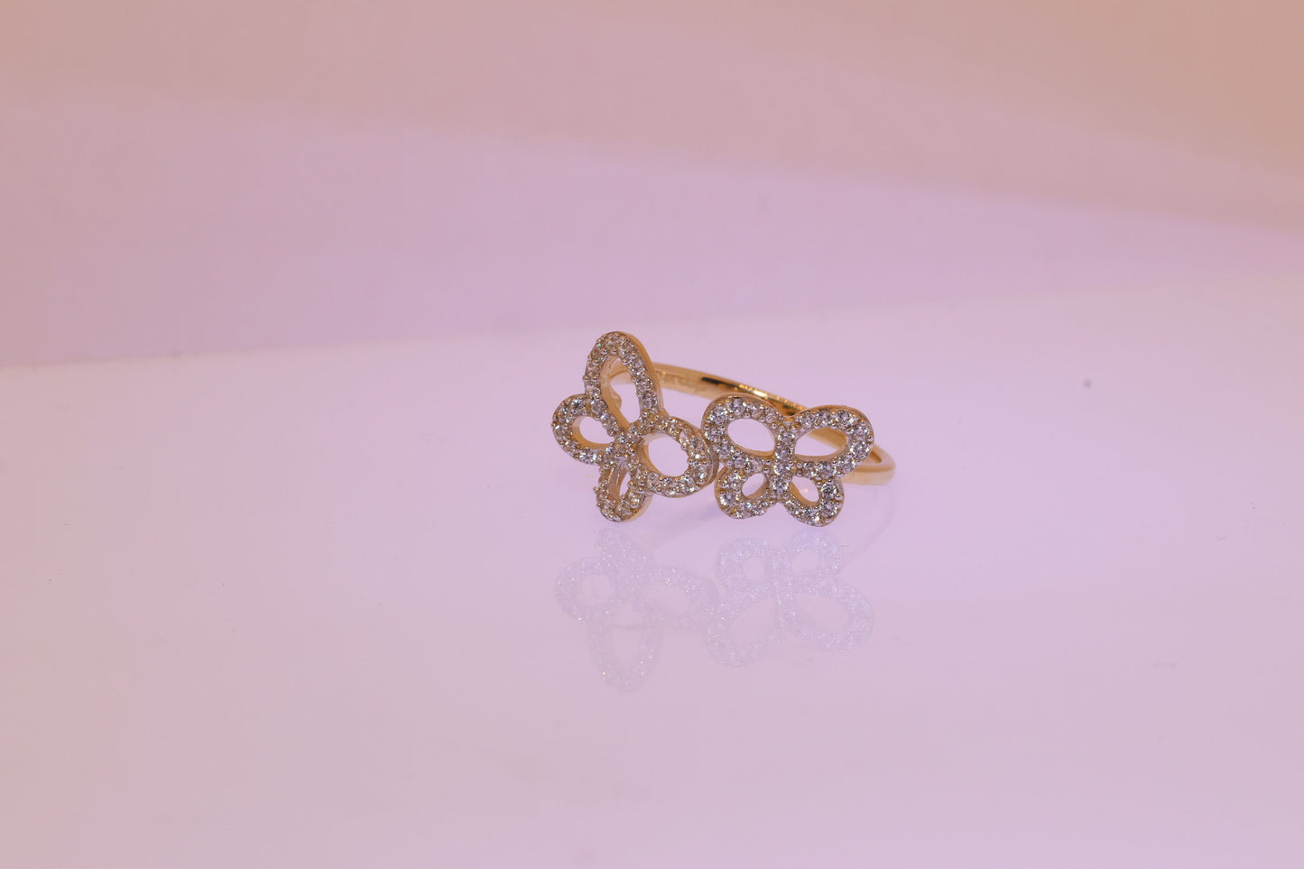 14k Gold Cubic Zirconia Butterfly Ring A