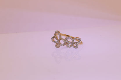 14k Gold Cubic Zirconia Butterfly Ring A