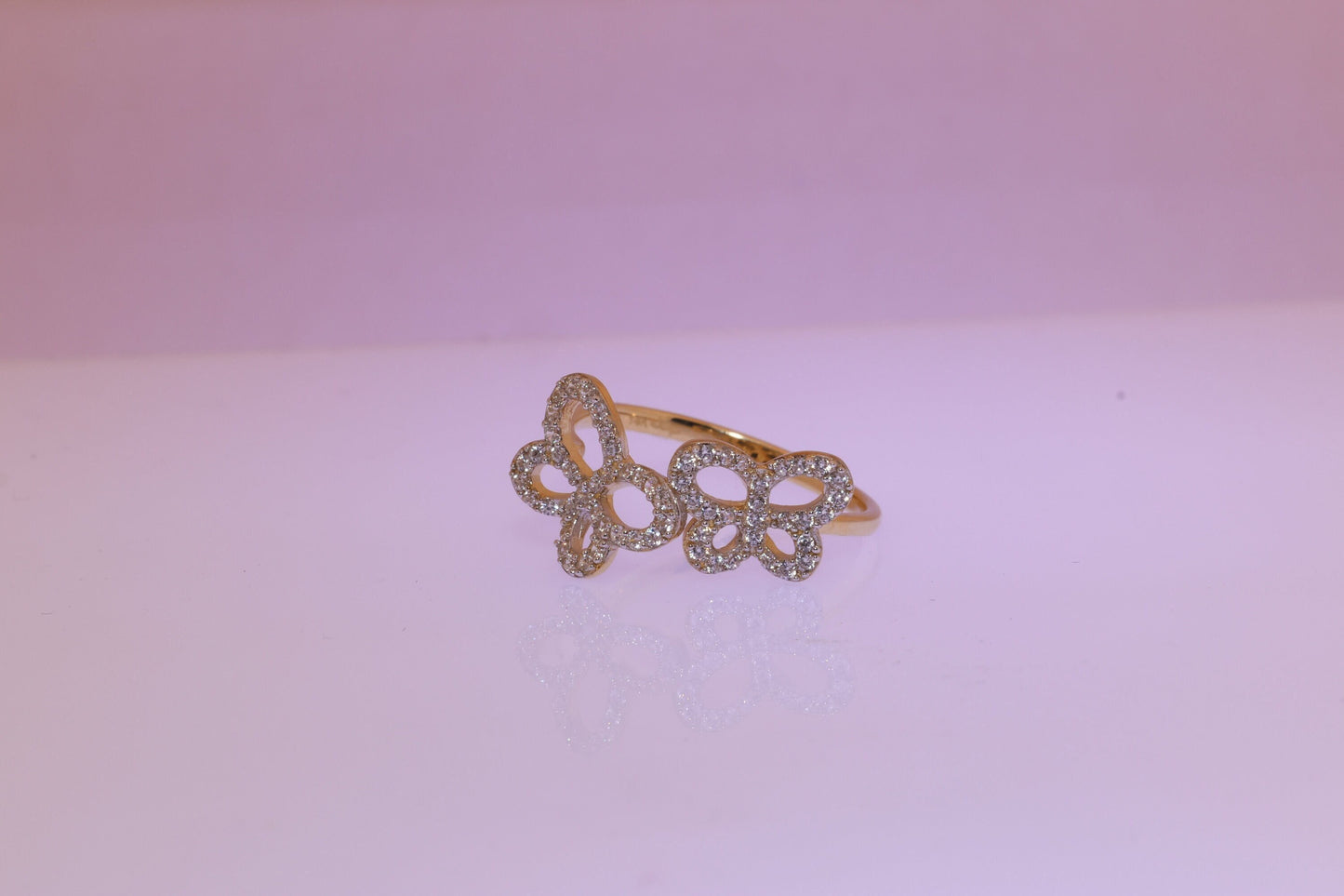 14k Gold Cubic Zirconia Butterfly Ring A