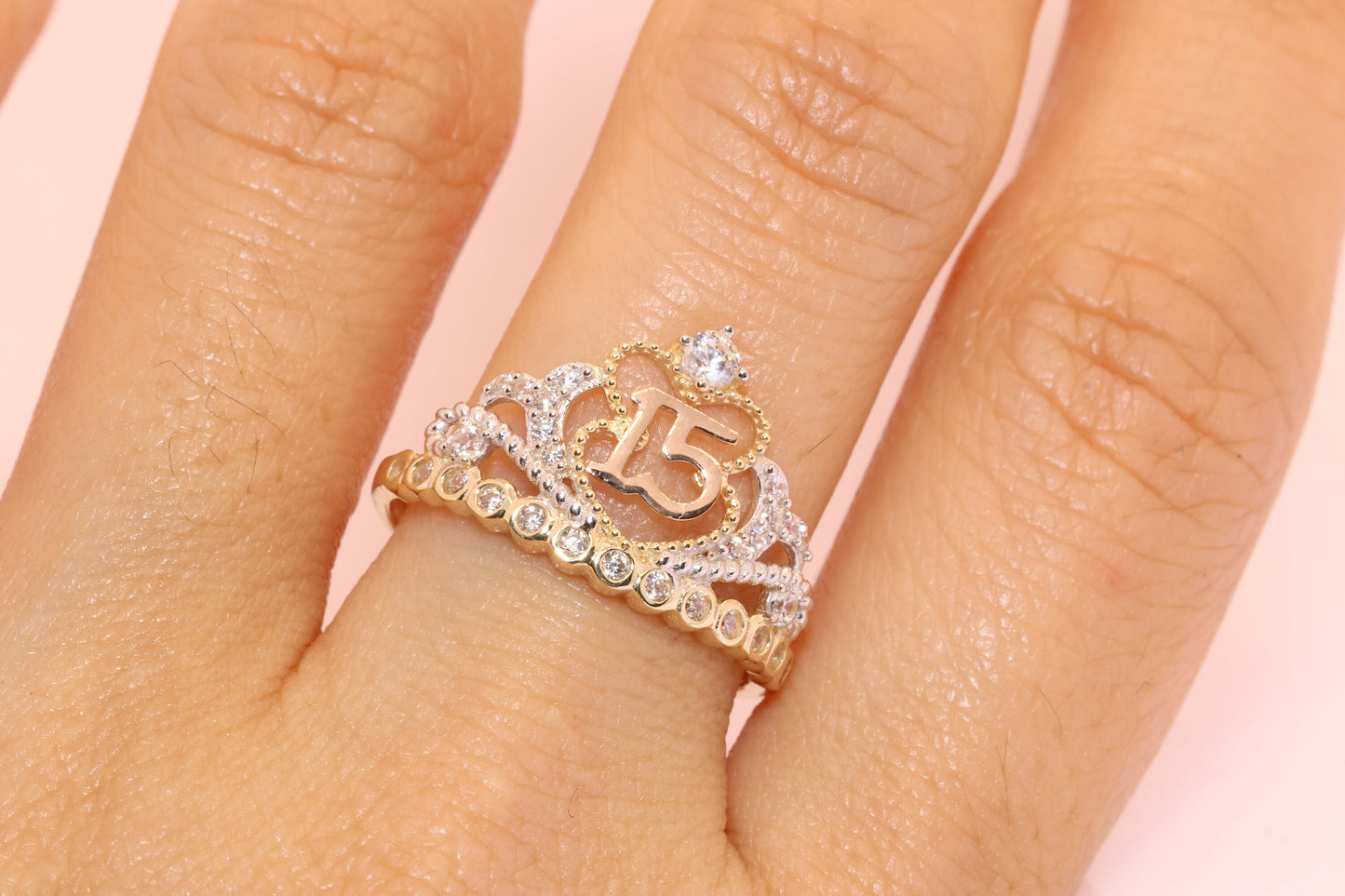 14K Gold 15 Anos Quinceanera Ring C