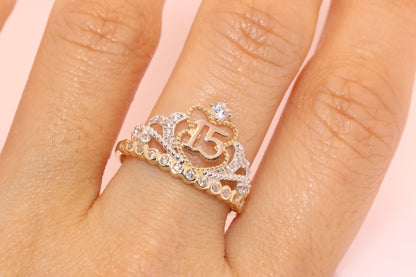 14K Gold 15 Anos Quinceanera Ring C