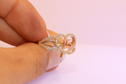 14K Gold 15 Anos Quinceanera Heart Ring H