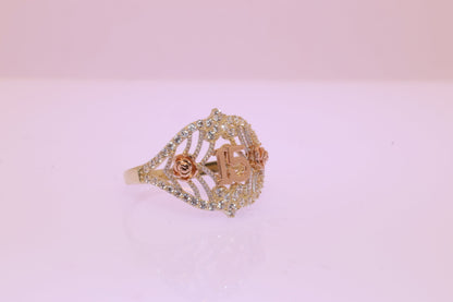 14K Gold 15 Anos Quinceanera Heart Rose Ring B