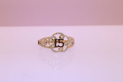 14K Gold 15 Anos Quinceanera Ring D