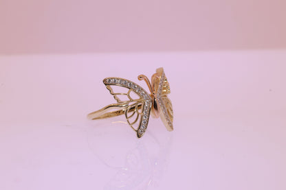 14k Gold Cubic Zirconia Butterfly Ring E