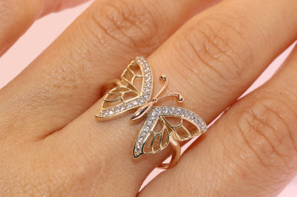 14k Gold Cubic Zirconia Butterfly Ring E