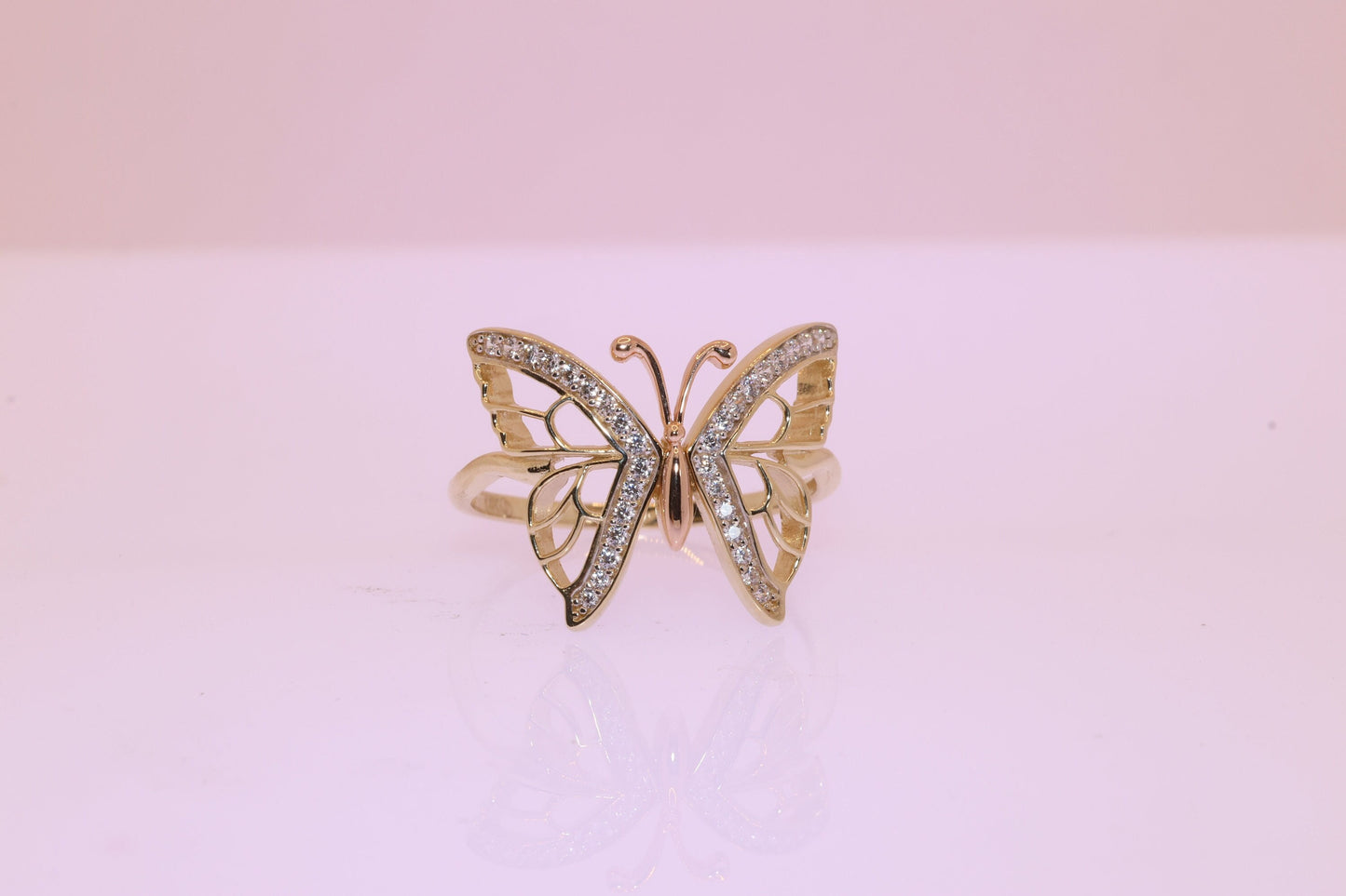 14k Gold Cubic Zirconia Butterfly Ring E