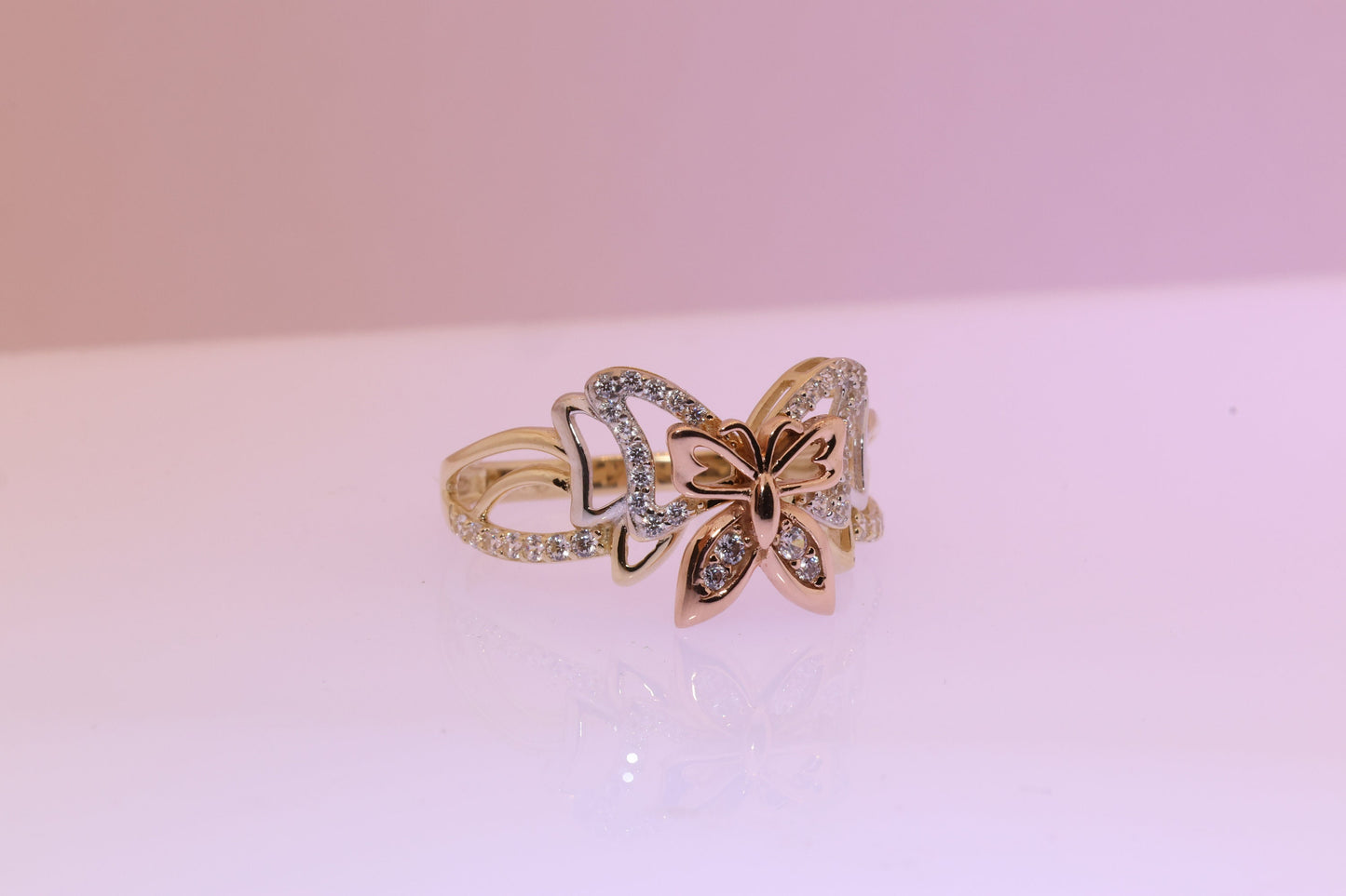 14k Gold Cubic Zirconia Butterfly Ring D