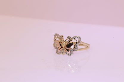 14k Gold Cubic Zirconia Butterfly Ring C