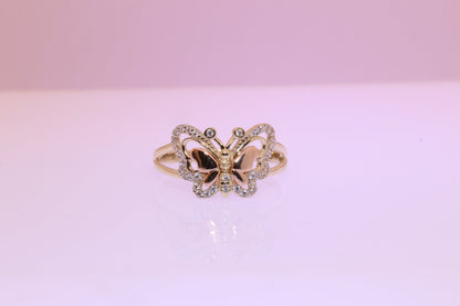 14k Gold Cubic Zirconia Butterfly Ring C