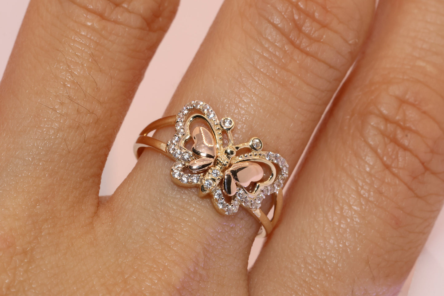 14k Gold Cubic Zirconia Butterfly Ring C