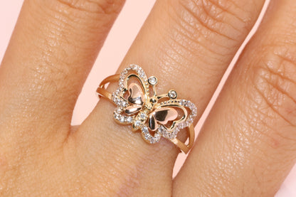 14k Gold Cubic Zirconia Butterfly Ring C