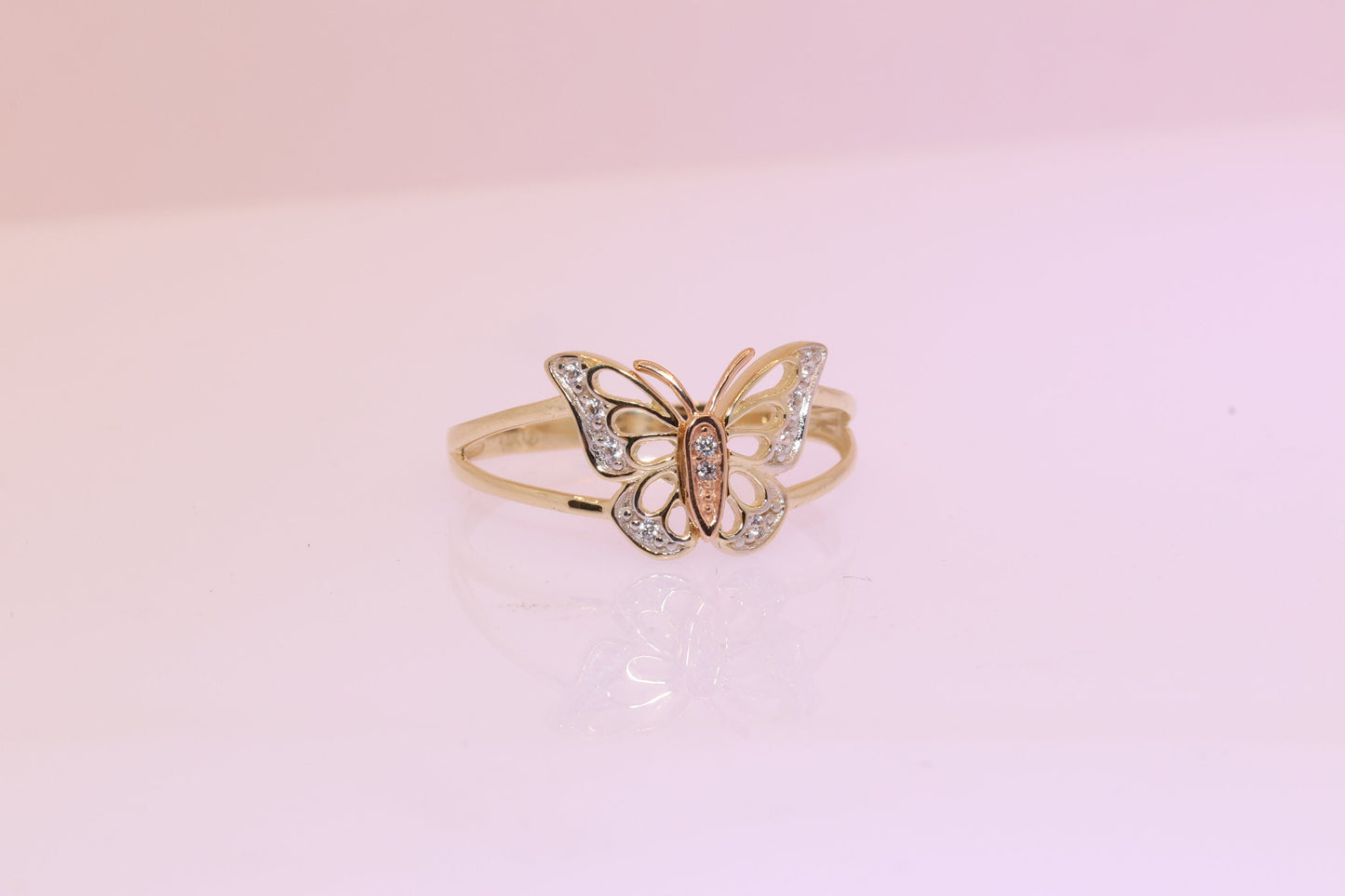 14k Gold Cubic Zirconia Butterfly Ring B