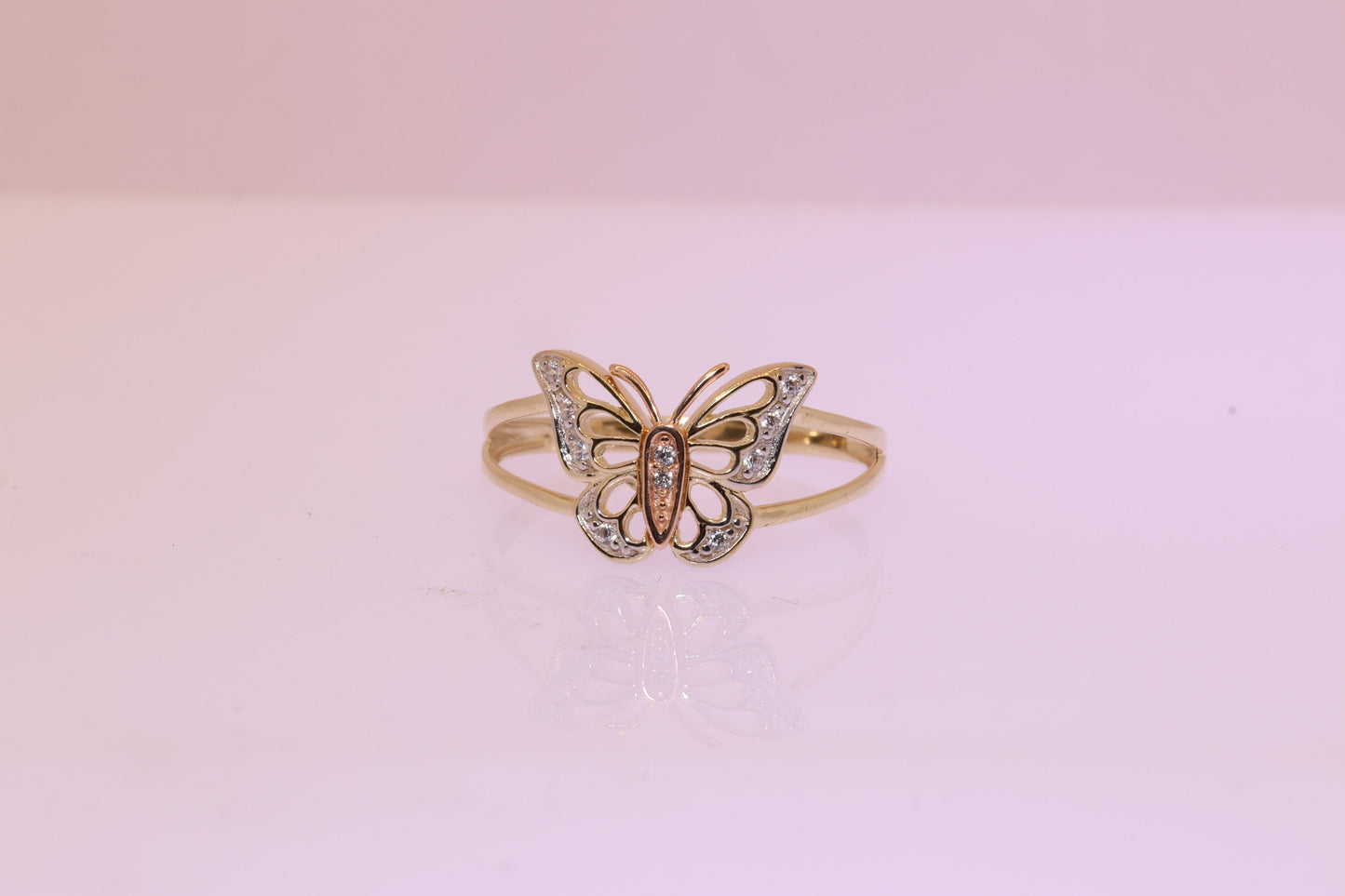 14k Gold Cubic Zirconia Butterfly Ring B