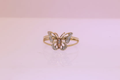 14k Gold Cubic Zirconia Butterfly Ring B