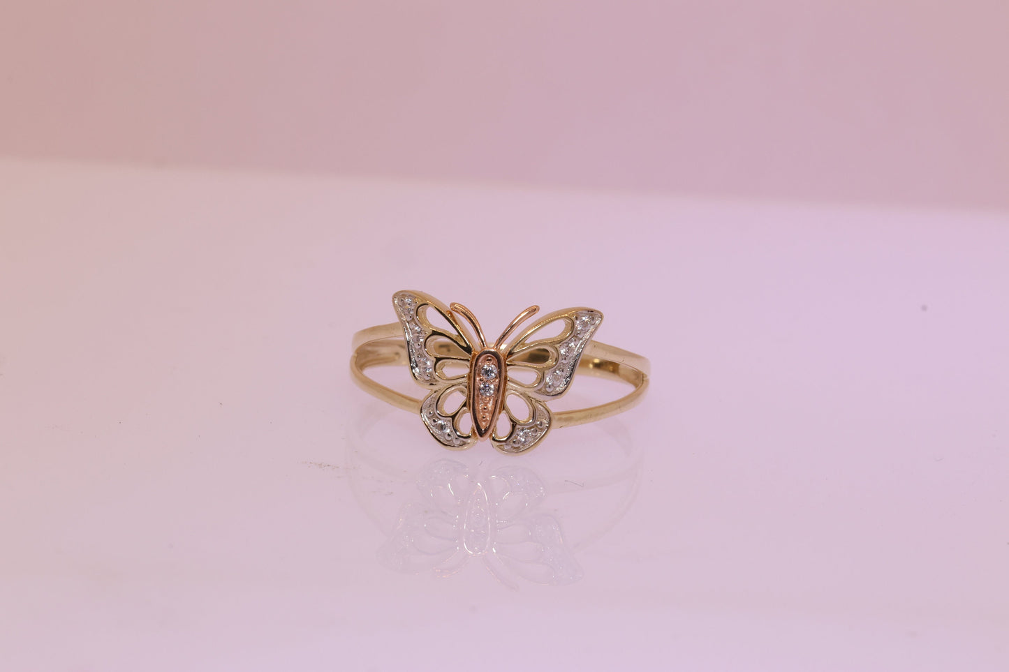 14k Gold Cubic Zirconia Butterfly Ring B