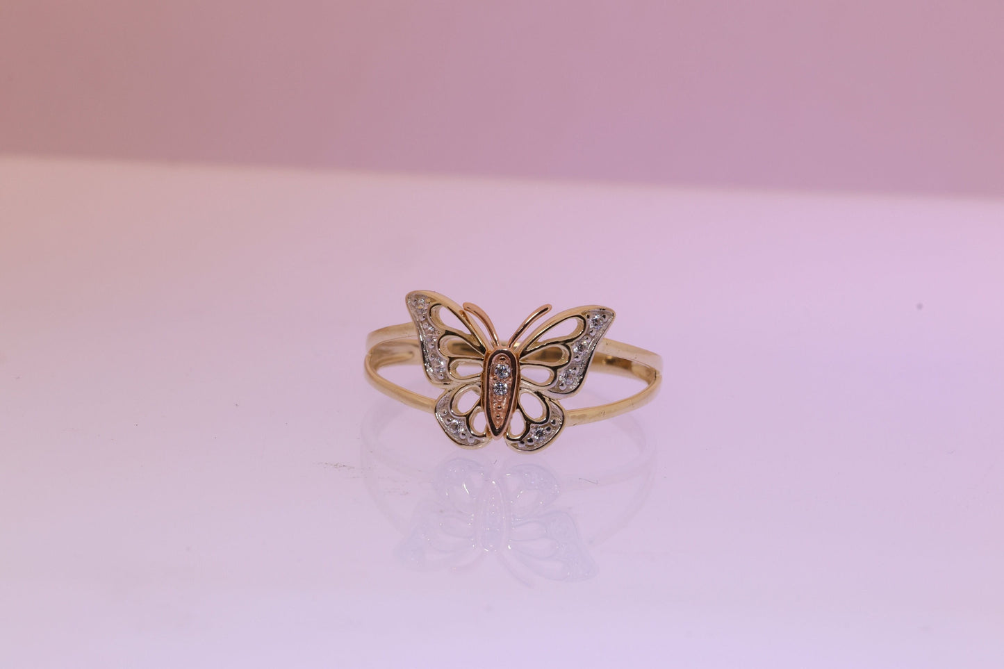 14k Gold Cubic Zirconia Butterfly Ring B