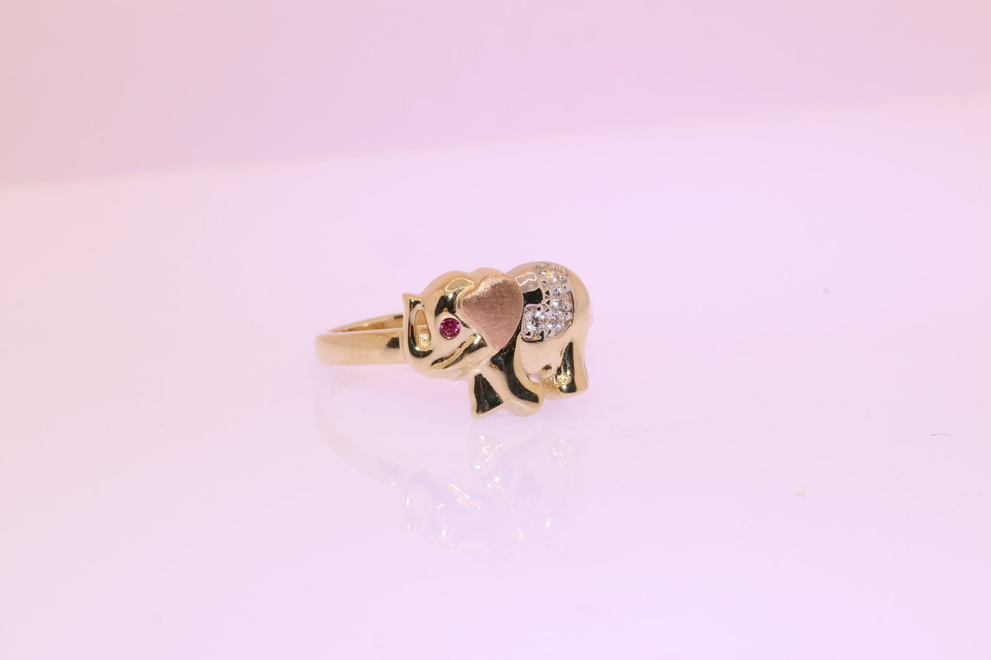 14k Gold Cubic Zirconia Elephant Ring D