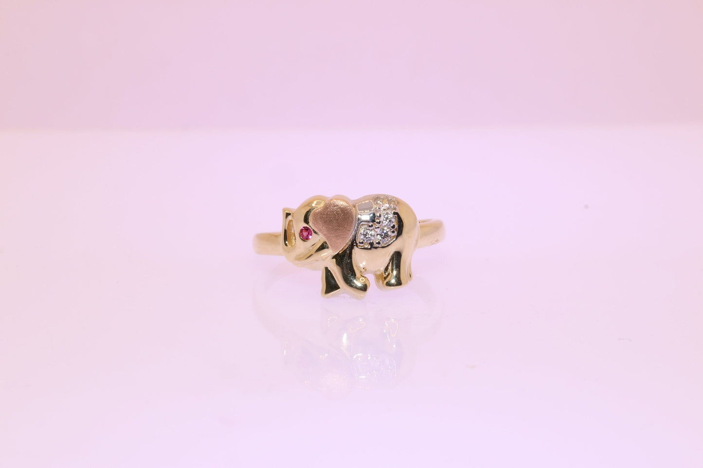 14k Gold Cubic Zirconia Elephant Ring D