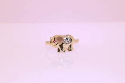 14k Gold Cubic Zirconia Elephant Ring D